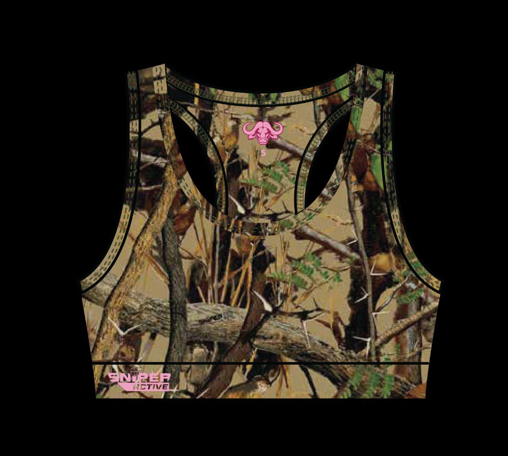SNIPER AFRICA 3D CAMO LADIES ACTIVE CROP TOP