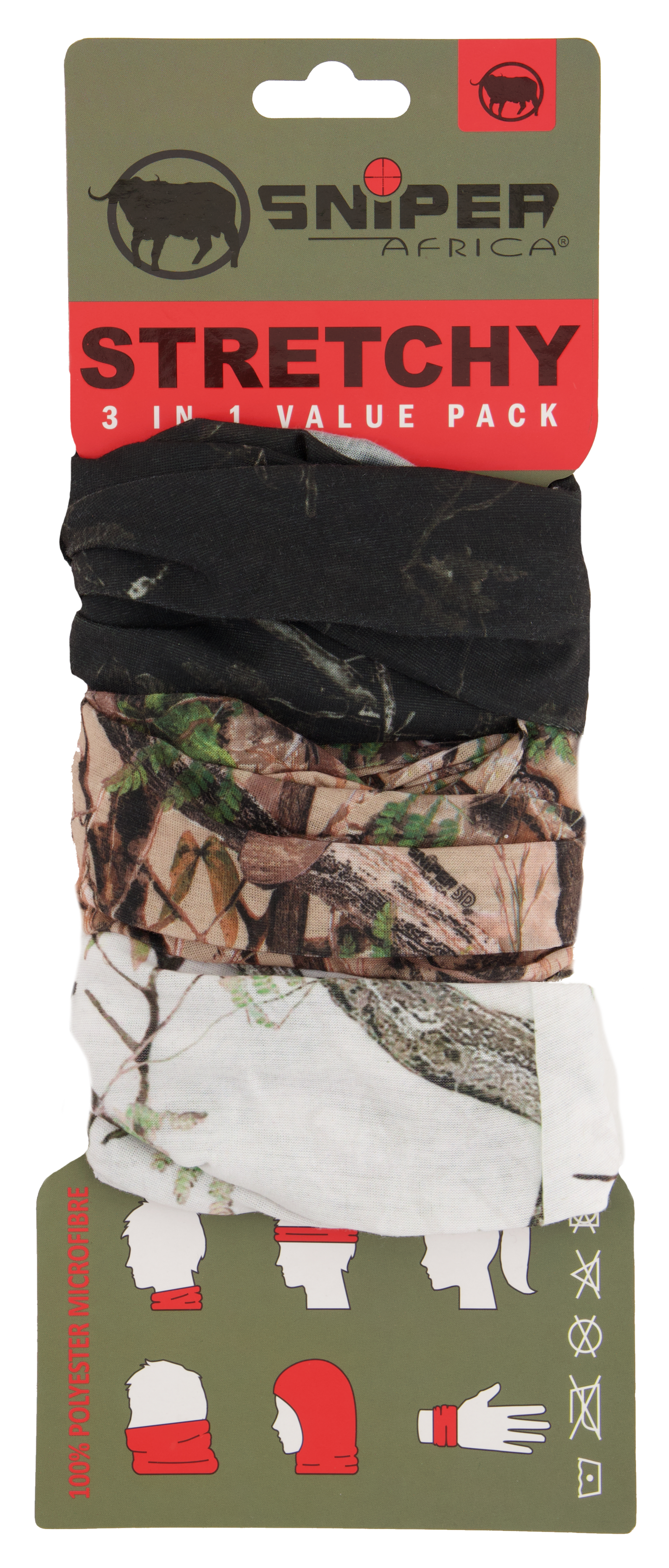 SNIPER AFRICA 3D/WHITE/BLACK CAMO STRETCHY COMBO