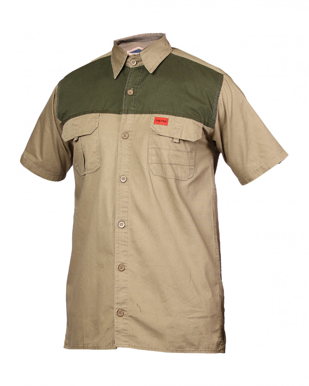 SNIPER AFRICA KHAKI ADVENTURE COLOUR BLOCK SHORT SLEEVE SHIRT