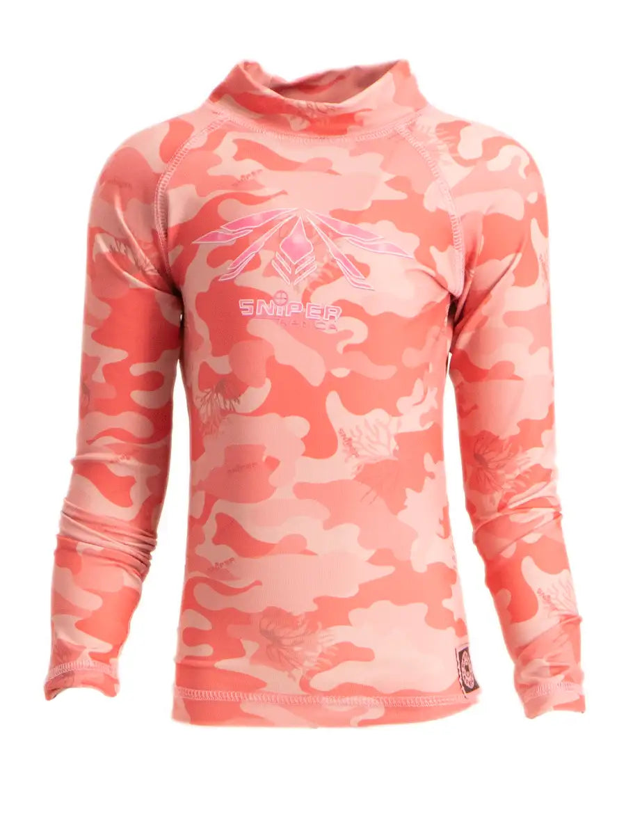 SNIPER AFRICA CORAL PINK GIRLS L/S RASH VEST