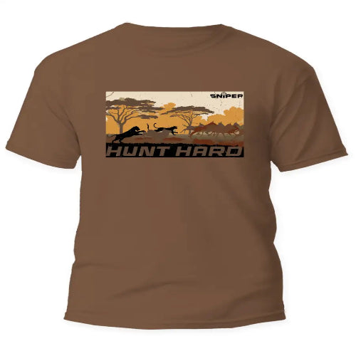 ZZZ Sniper Africa men hunt hard t-shirt- cayote