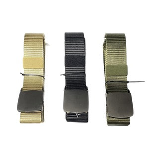 BLACK NYLON TACTCAL BELT WITH SILVER BUCKLE