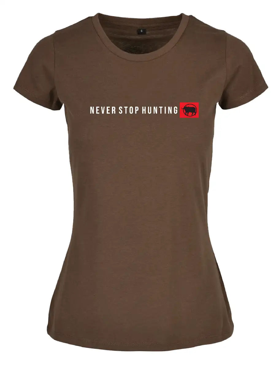 Sniper Africa ladies never stop hunting t-shirt- cayote