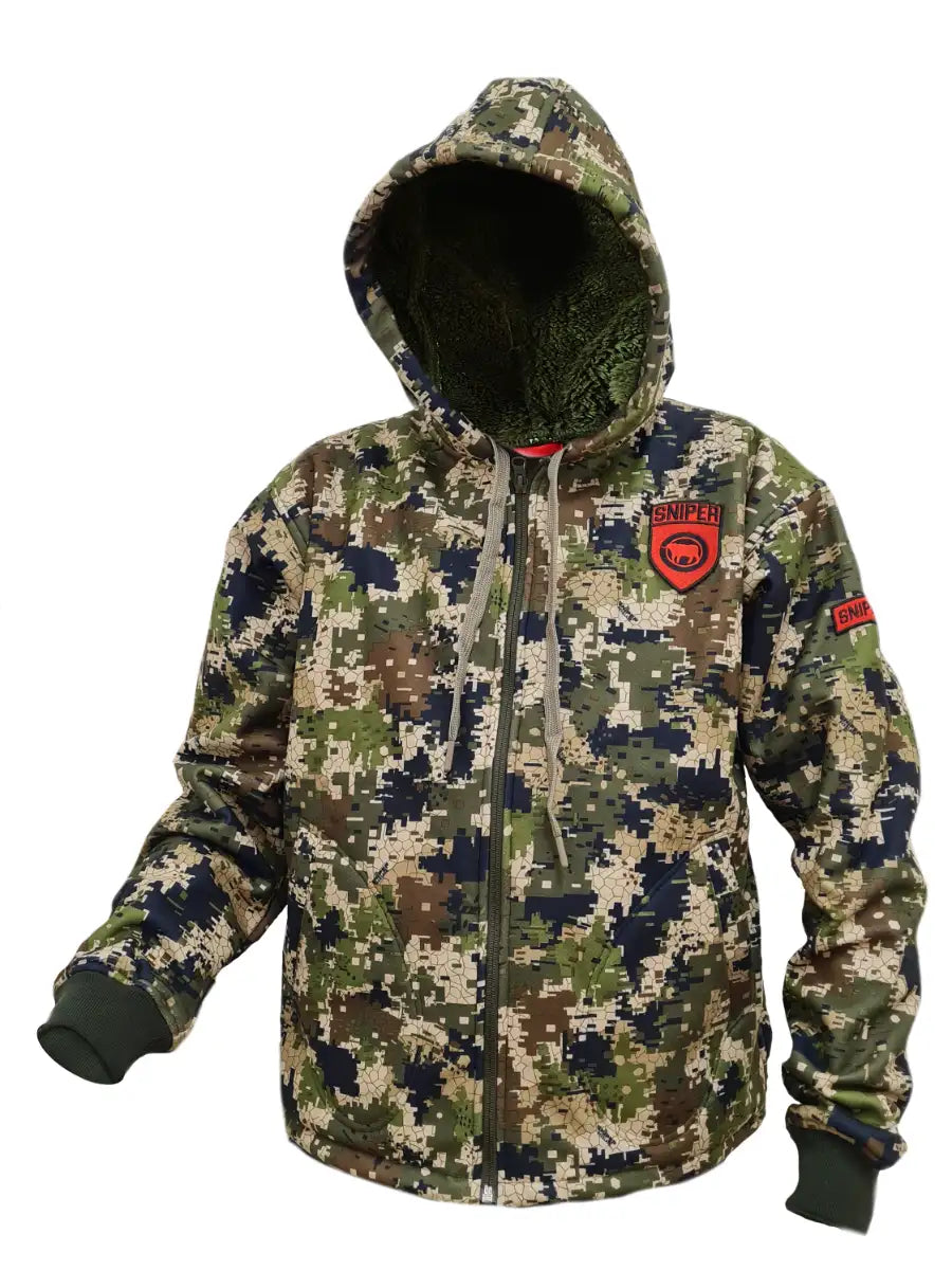 SNIPER AFRICA PIXELATE CAMO KIDS SHERPA HOODY