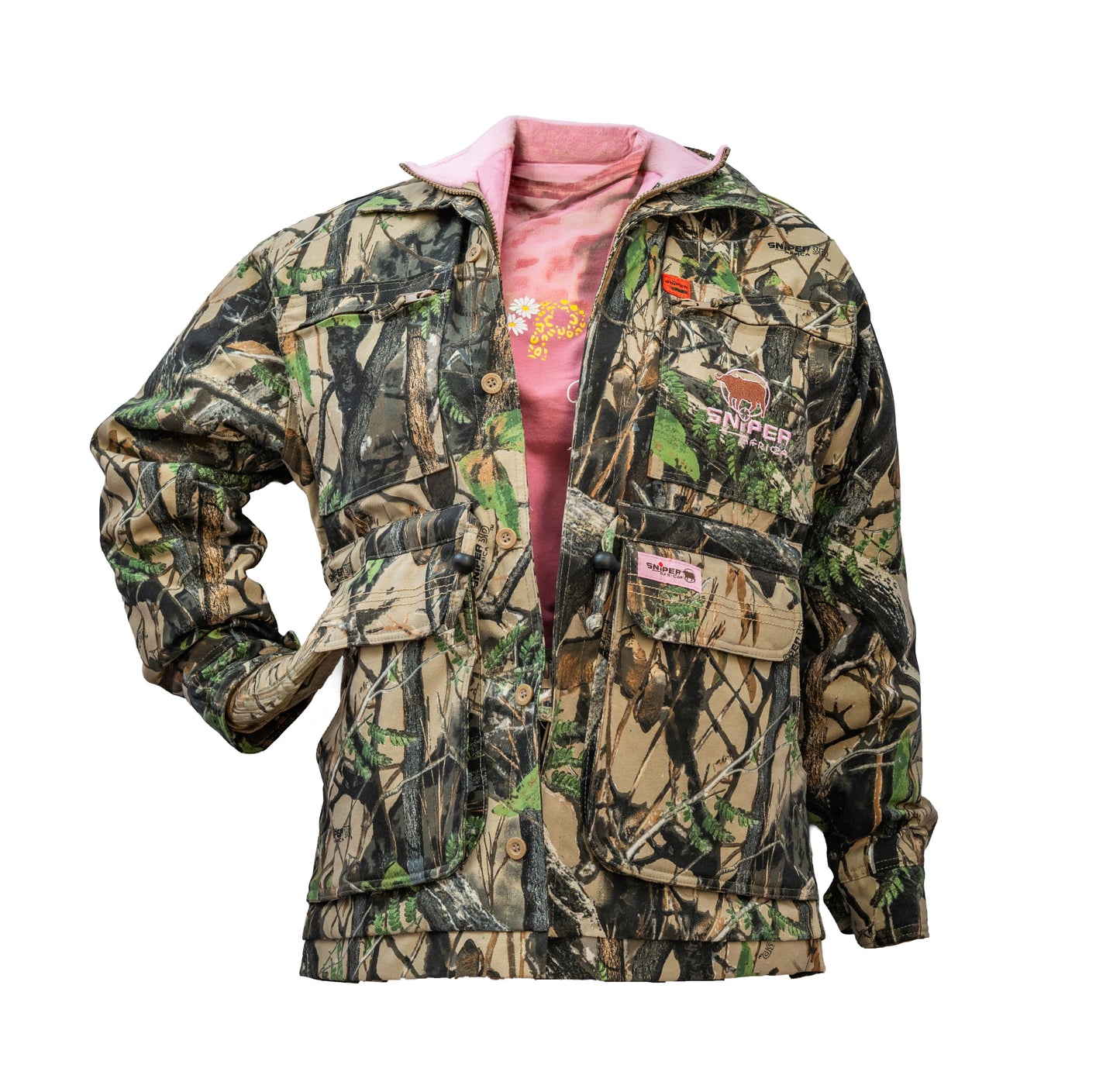 Sniper Africa ladies camo parka jacket- 3D/pink