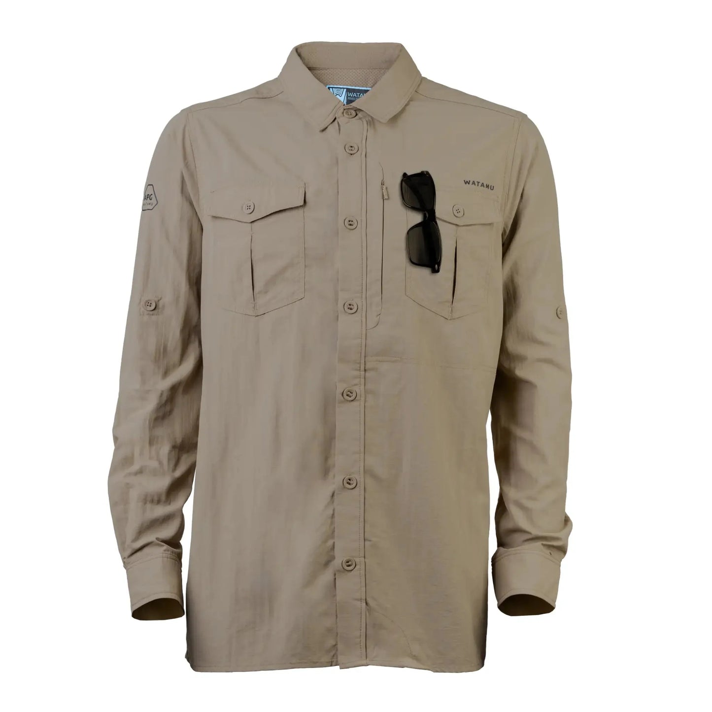 WATAMU ANGLING JAMBO JAMBO KHAKI SHIRT UPF 50+, QUICK DRY, UTILITY POCKETS, VENTILATED