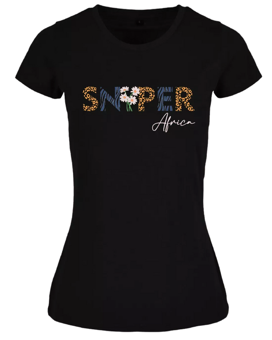 BLACK LADIES FLOWER T-SHIRT