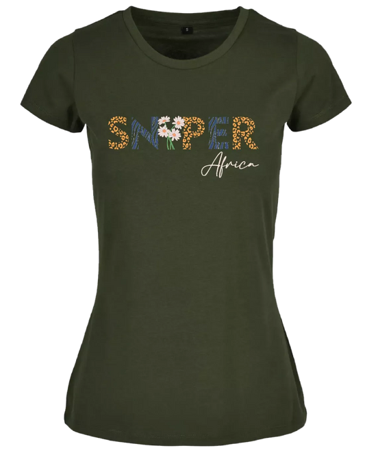 OLIVE LADIES FLOWER T-SHIRT