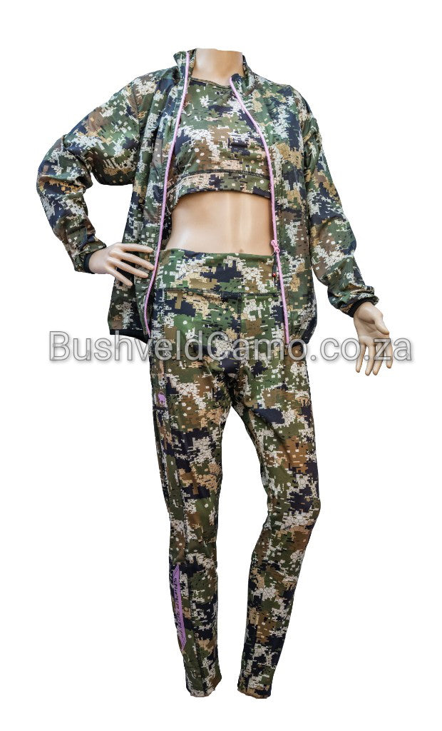 Sniper Africa ladies active crop top- pixelate camo