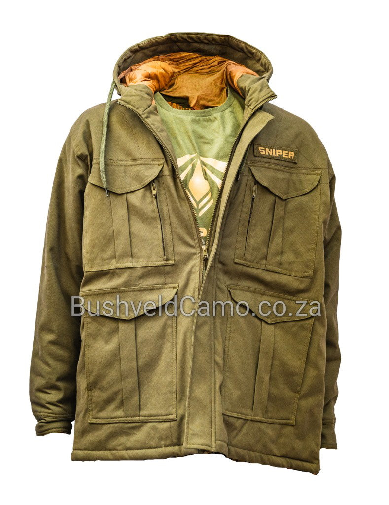 Sniper Africa men trail hoody parka jacket- olive