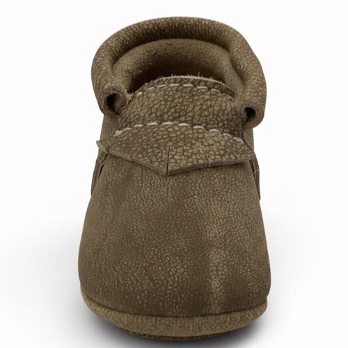 Classic fringe softsole vellies for infants- greige