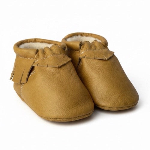 Classic fringe softsole vellies for infants- tan