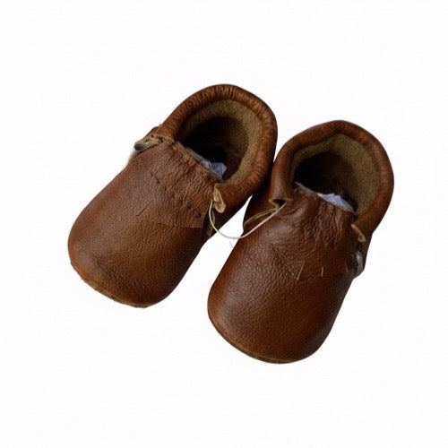 Classic fringe softsole vellie for infants-cognac brown