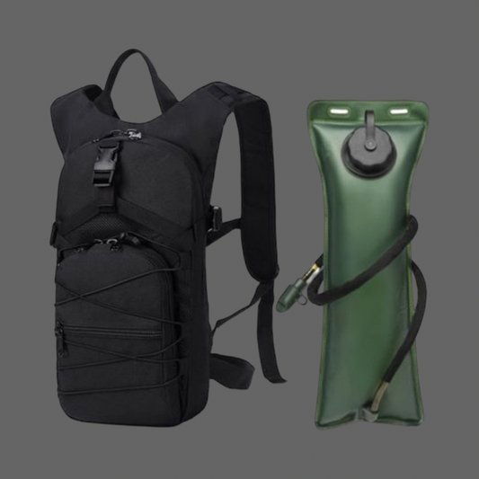 HYDRATION BACKPACK WITH BLADDER AND ZIPPER COMPARTMENTS 3L- BLACK