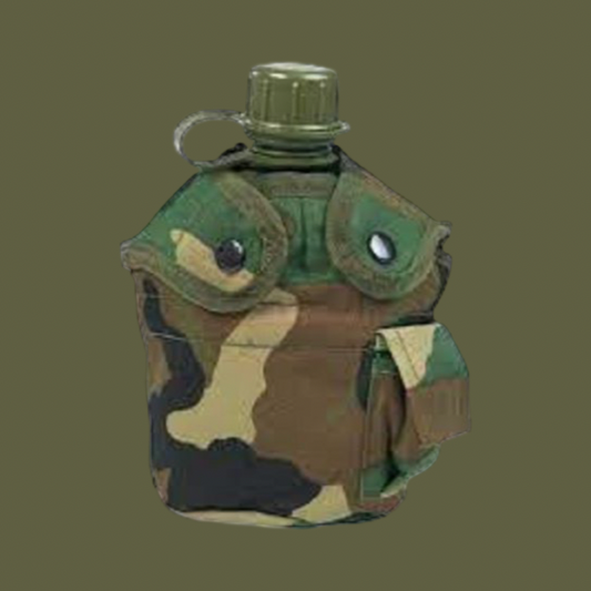 1L WATER BOTTLE WITH FIRE BUCKET AND COVER BAG-WOODLAND CAMO