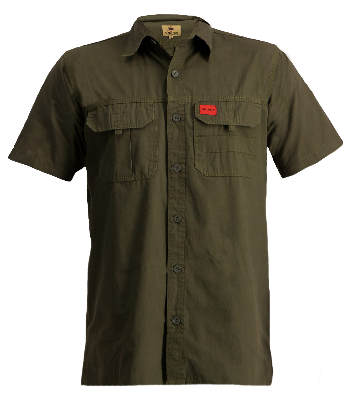 SNIPER AFRICA MILITARY OLIVE SHORT SLEEVE ADVENTURE SHIRT