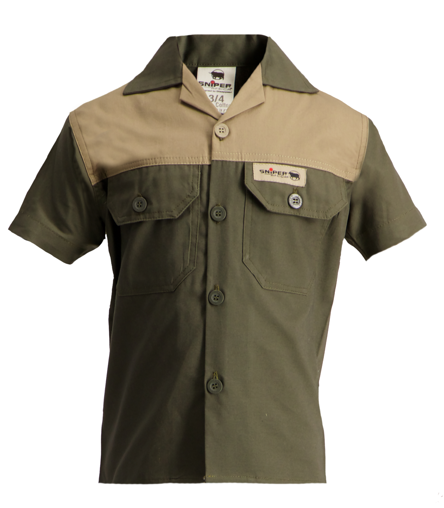 SNIPER AFRICA MILITARY OLIVE KIDS ADVENTURE COLOUR BLOCK SHIRT
