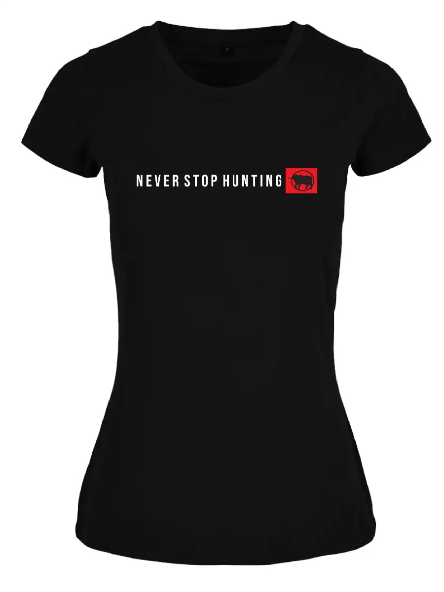 Sniper Africa ladies never stop hunting t-shirt -black