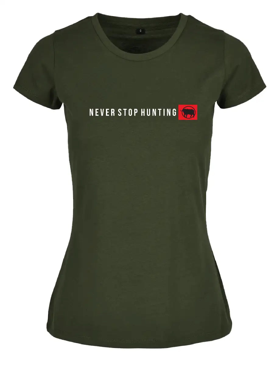 Sniper Africa ladies never stop hunting t-shirt - olive