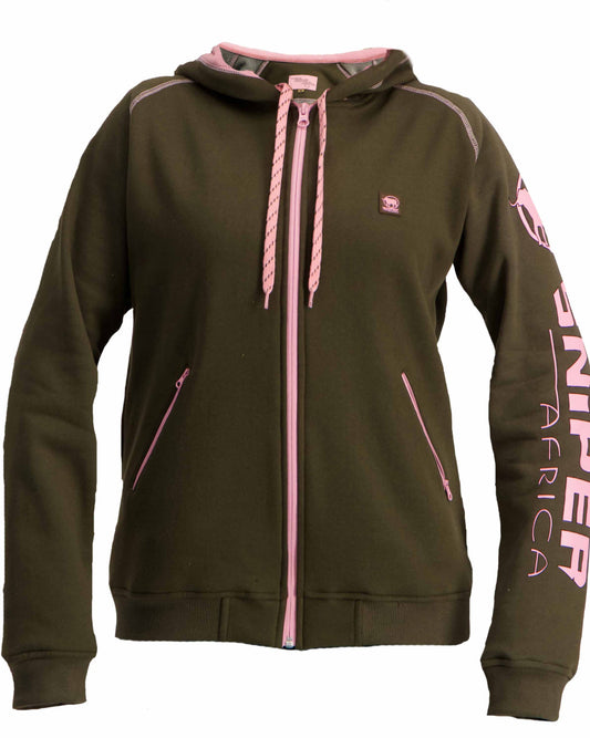 OLIVE/PINK LADIES REACTOR HOODY