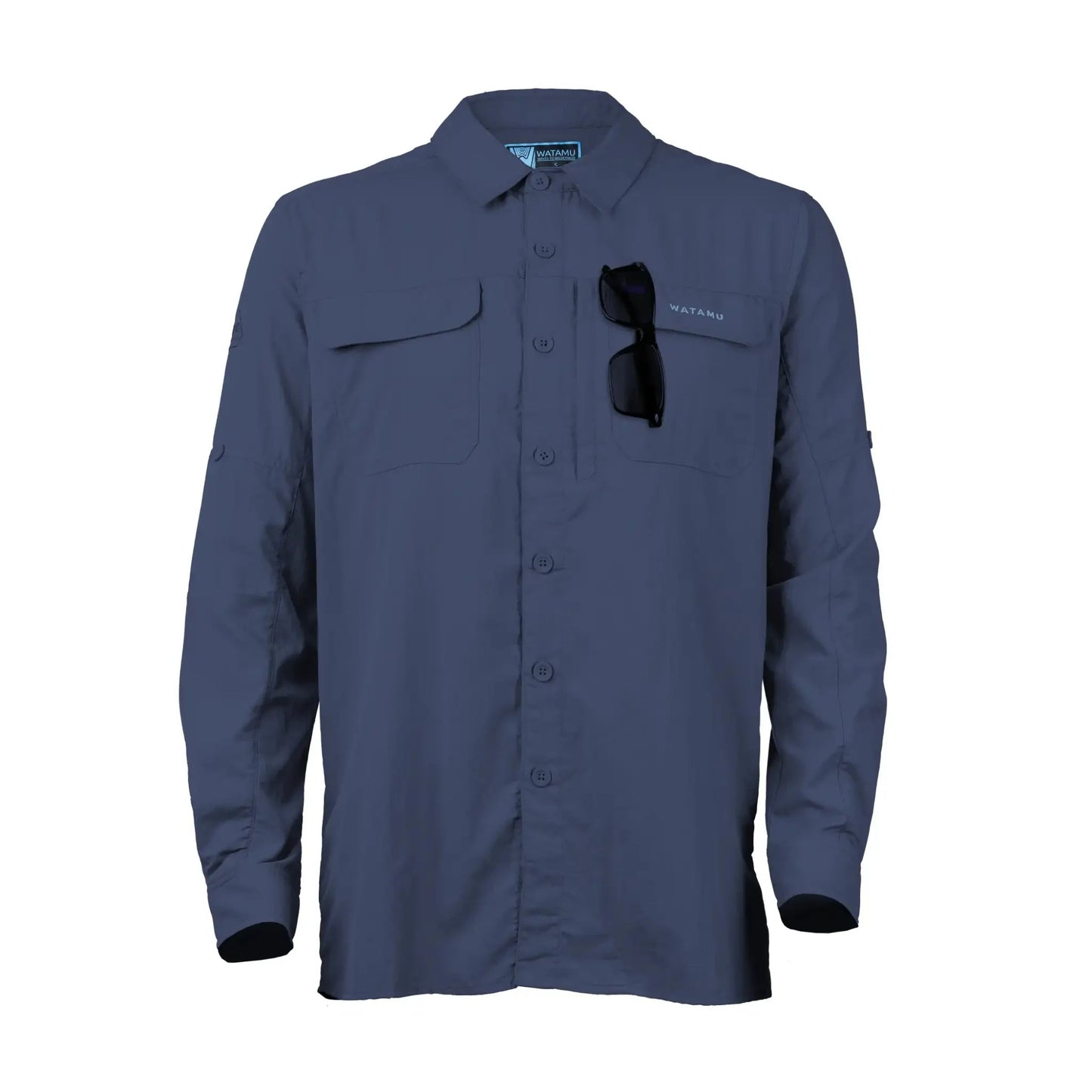 WATAMU ANGLING PEMBA PETROL BLUE SHIRT  UPF 50+, QUICK DRY, UTILITY POCKETS, VENTILATED